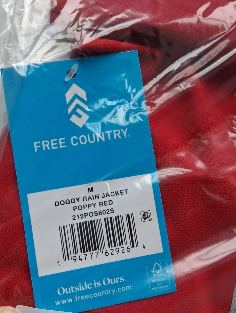 Free Country Red Dog Raincoat with Reflective Stripe